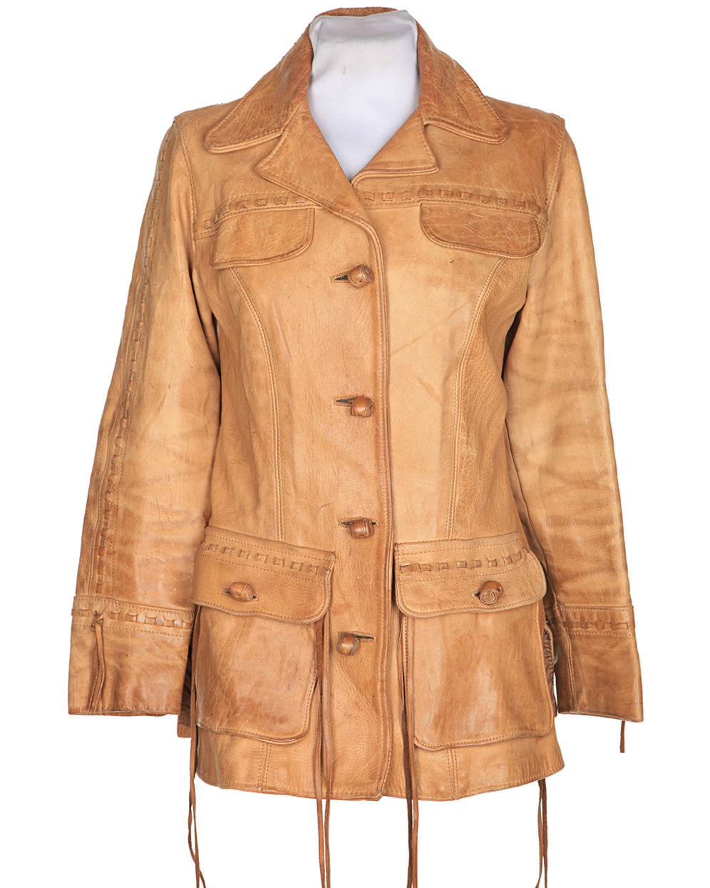 Vintage 70's Tan Western Leather Jacket - S