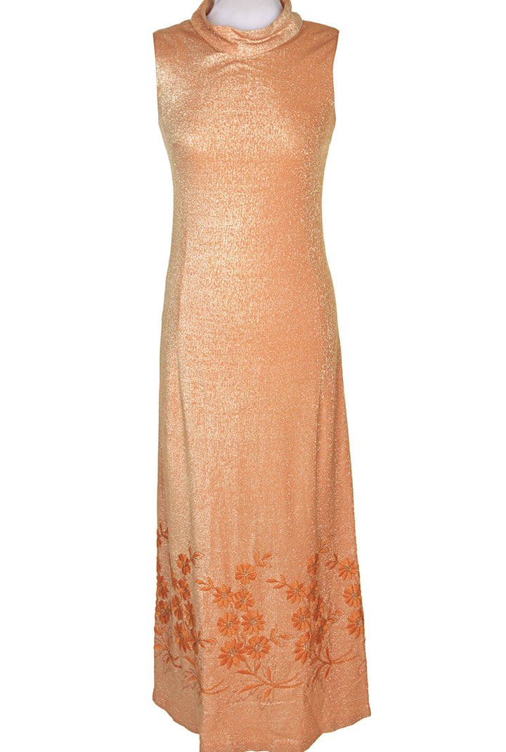60's Boutique Orange Metallic Sleeveless Dress - S