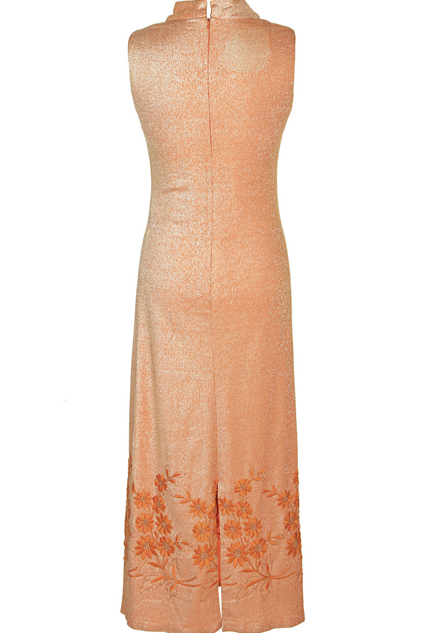 60's Boutique Orange Metallic Sleeveless Dress - S