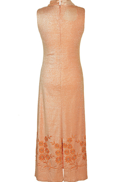 60's Boutique Orange Metallic Sleeveless Dress - S