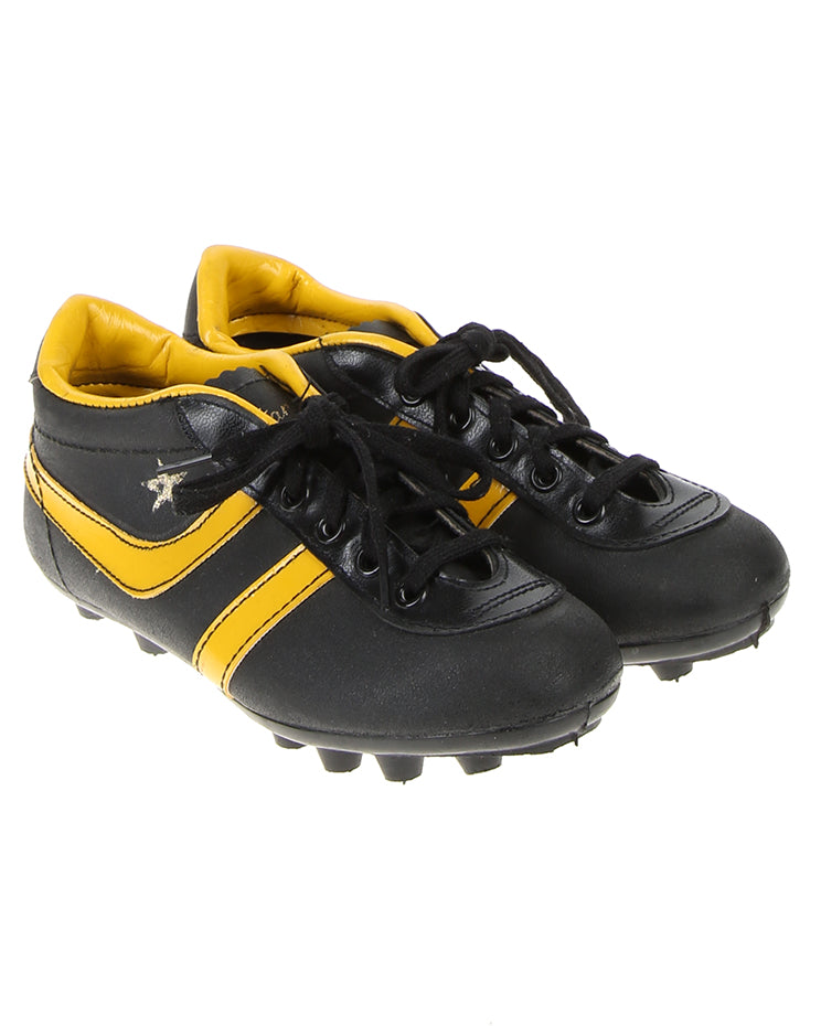 Vintage Black and Yellow Childrens Football Boots - UK 12