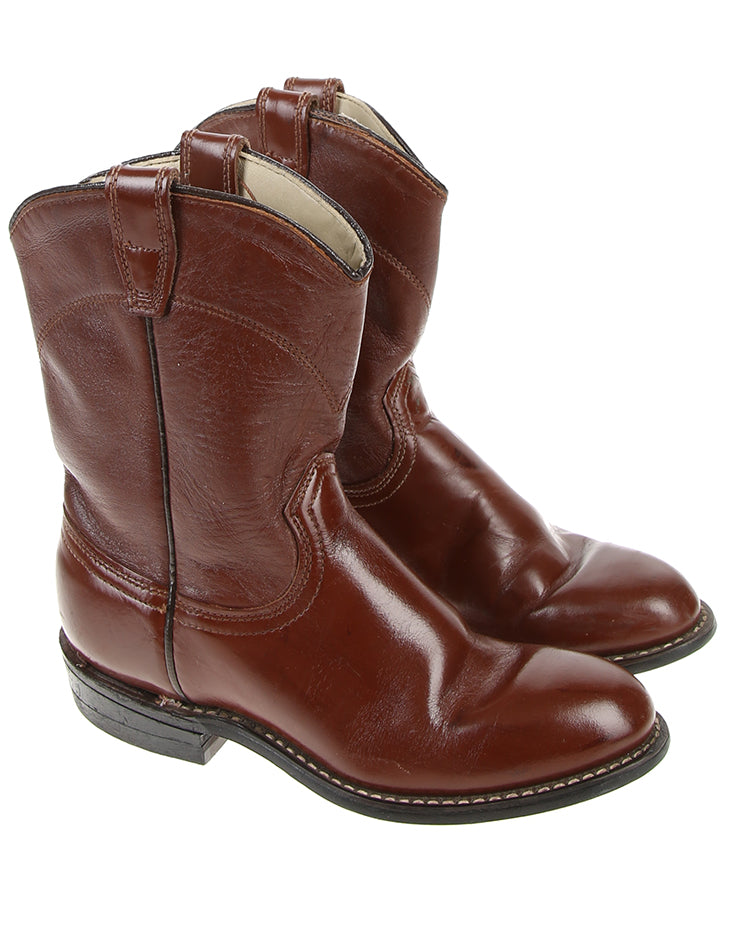 Children's Vintage Brown Cowboy Boots - UK 4