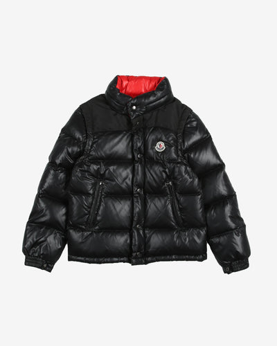 Moncler black chest logo puffa jacket children - 8 Years