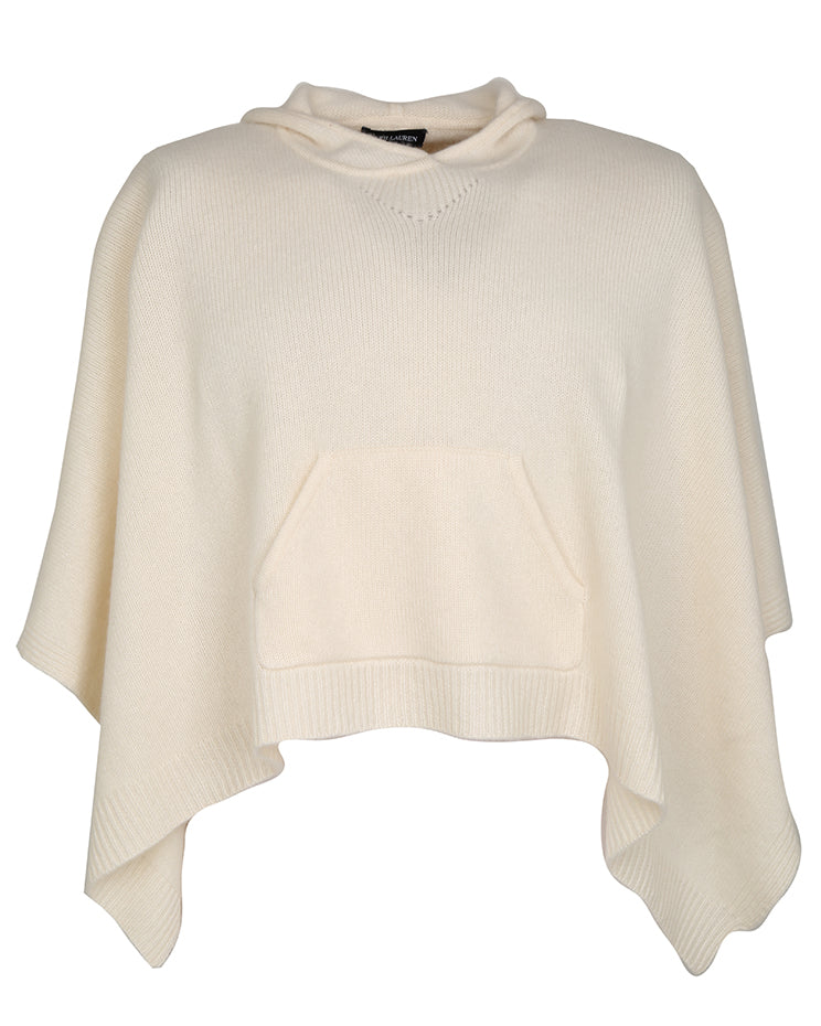 Ralph Lauren Cream Cashmere Knit Hooded Poncho - Age 4