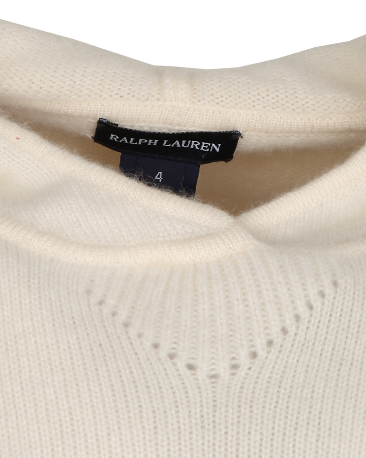 Ralph Lauren Cream Cashmere Knit Hooded Poncho - Age 4