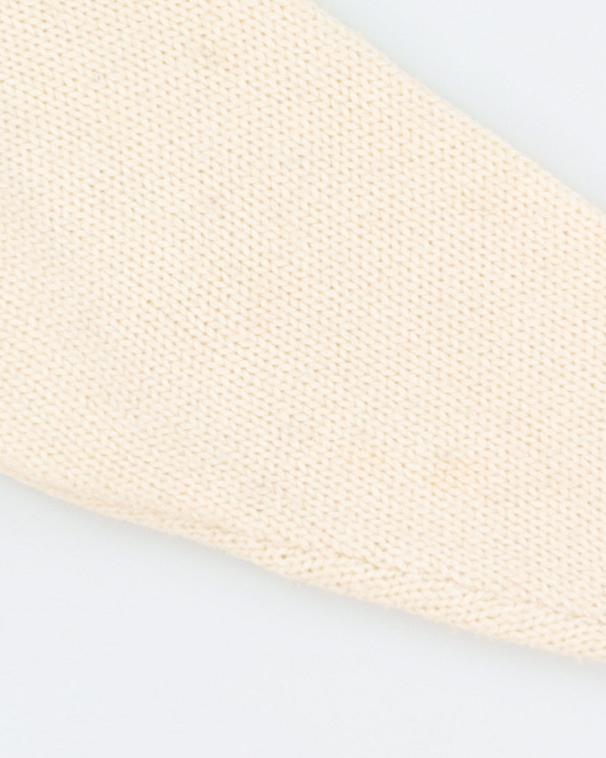 Cream Knitted College Style Cardigan
