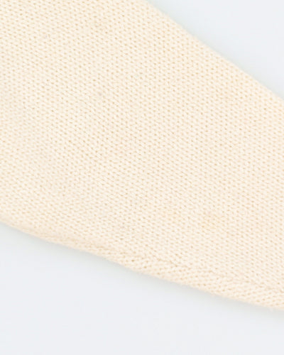 Cream Knitted College Style Cardigan