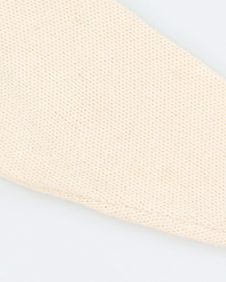 Cream Knitted College Style Cardigan