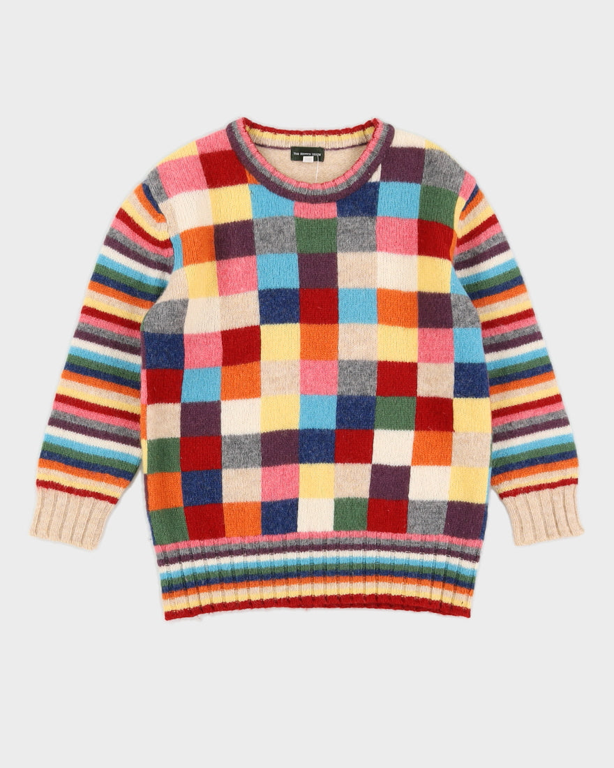 Rainbow Checked Knitted Jumper