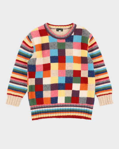 Rainbow Checked Knitted Jumper