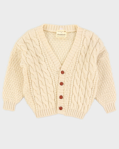 Vintage 1980s Cream Knitted Wool Cardigan