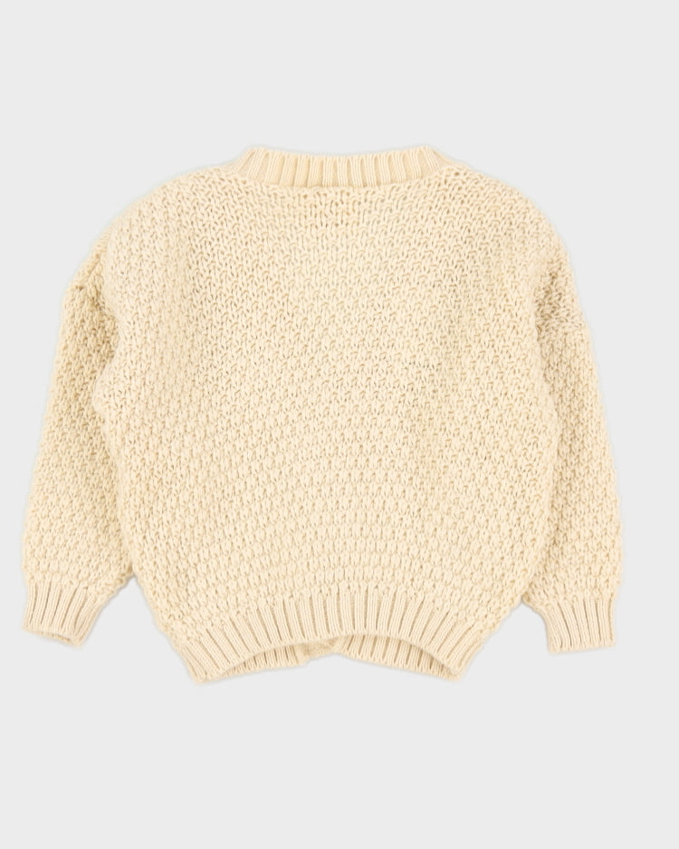 Vintage 1980s Cream Knitted Wool Cardigan
