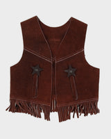 Vintage 1970s Brown Suede Fringed Waistcoat