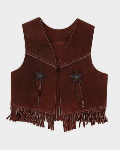 Vintage 1970s Brown Suede Fringed Waistcoat