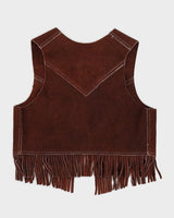 Vintage 1970s Brown Suede Fringed Waistcoat