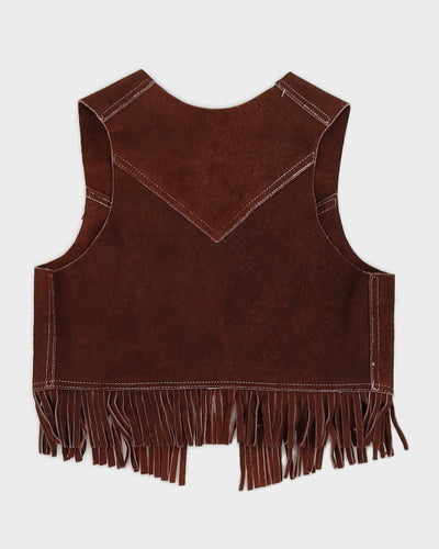 Vintage 1970s Brown Suede Fringed Waistcoat