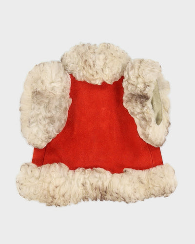 Vintage 1970s Red Suede Sheepskin Gillet