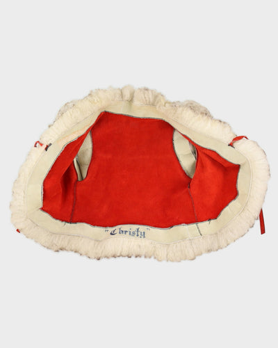 Vintage 1970s Red Suede Sheepskin Gillet