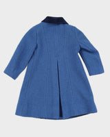 Vintage 1960s Blue Wool Kid's Coat with Scalloped Details