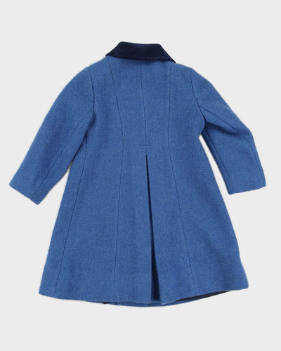 Vintage 1960s Blue Wool Kid's Coat with Scalloped Details