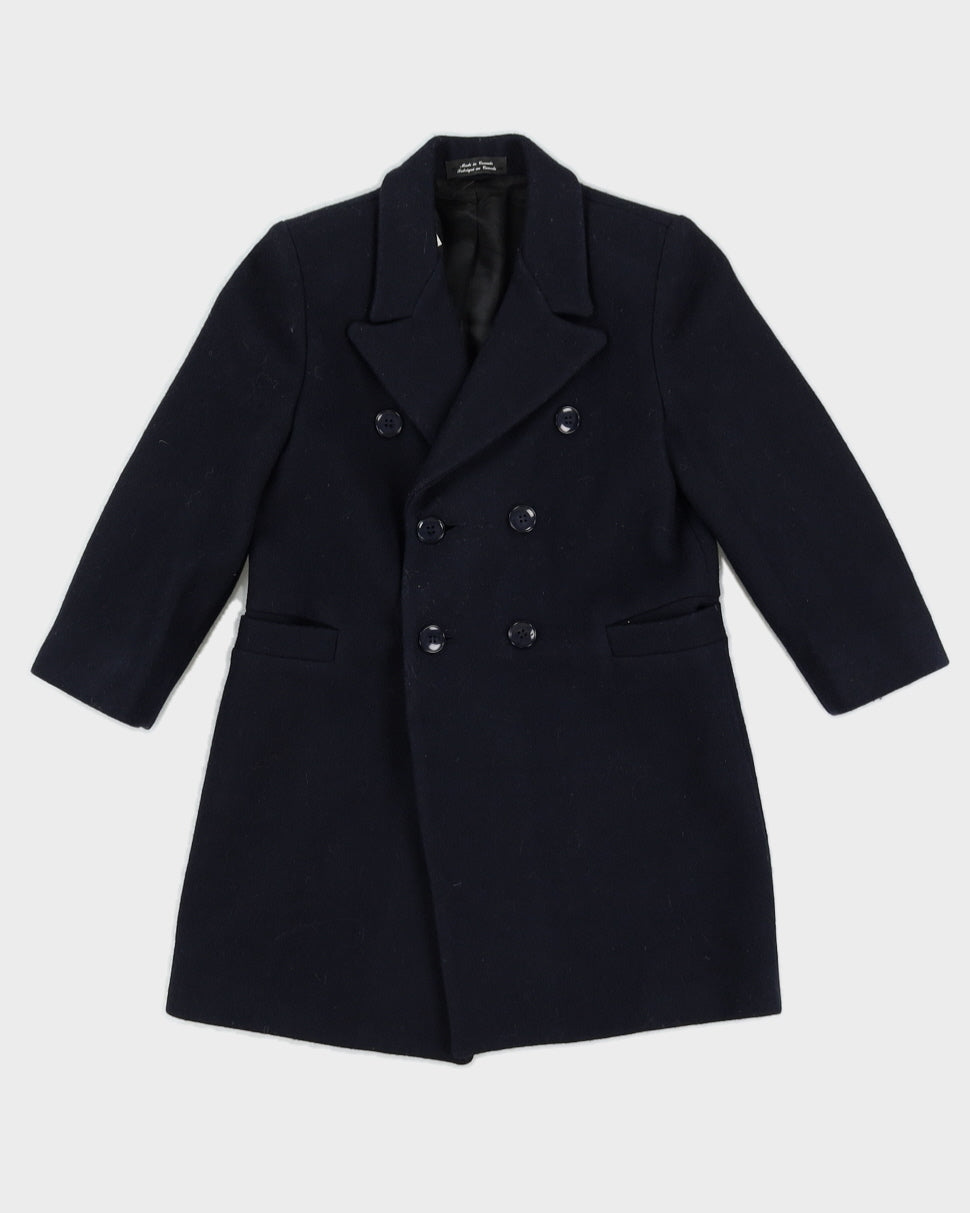 Navy Blue Wool Kid's Double Breasted Suit Coat