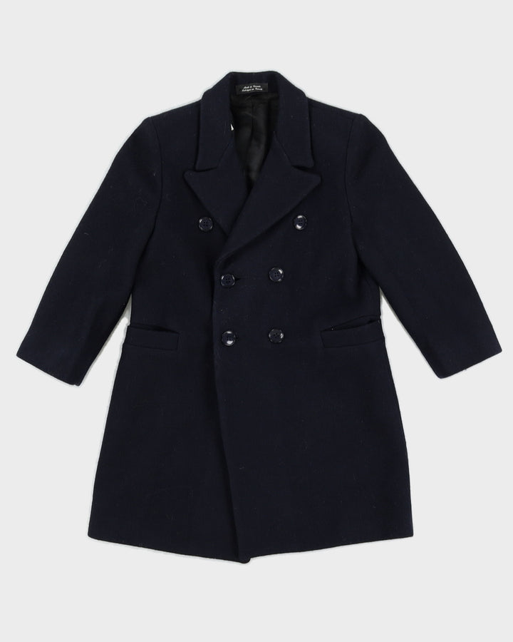 Navy Blue Wool Kid's Double Breasted Suit Coat