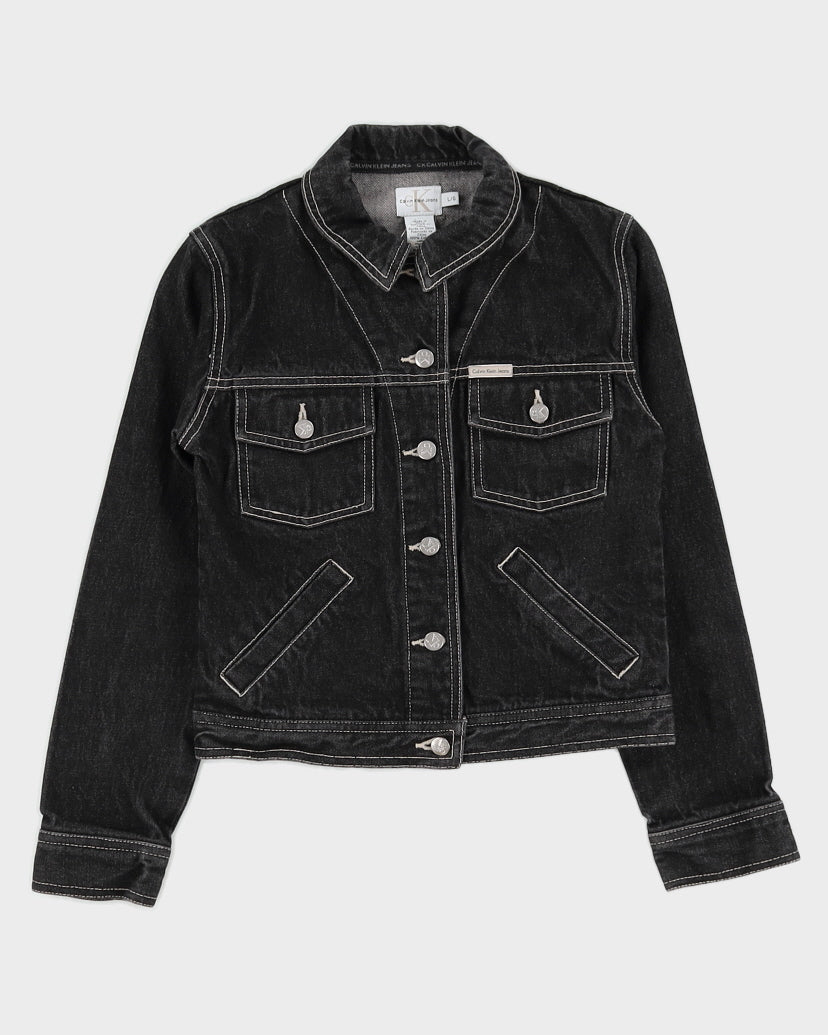Vintage 1990s Calvin Klein Kid's Black Jean Jacket