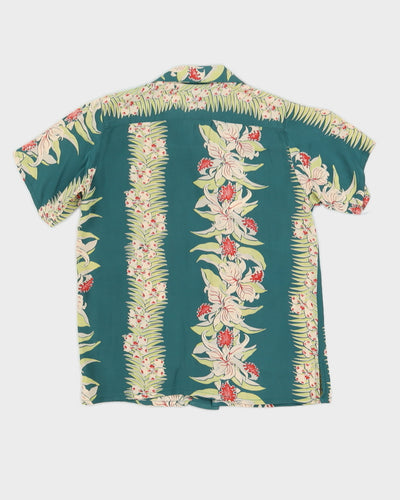 Kid's Deep Green Floral Hawaiian Pure Silk Shirt