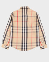 Kid's Beige Plaid Burberry Collared Button-Up Shirt