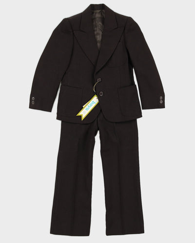 Deadstock with Tags Vintage 1970s Kid's Brown 2 Piece Suit Jacket and Trousers