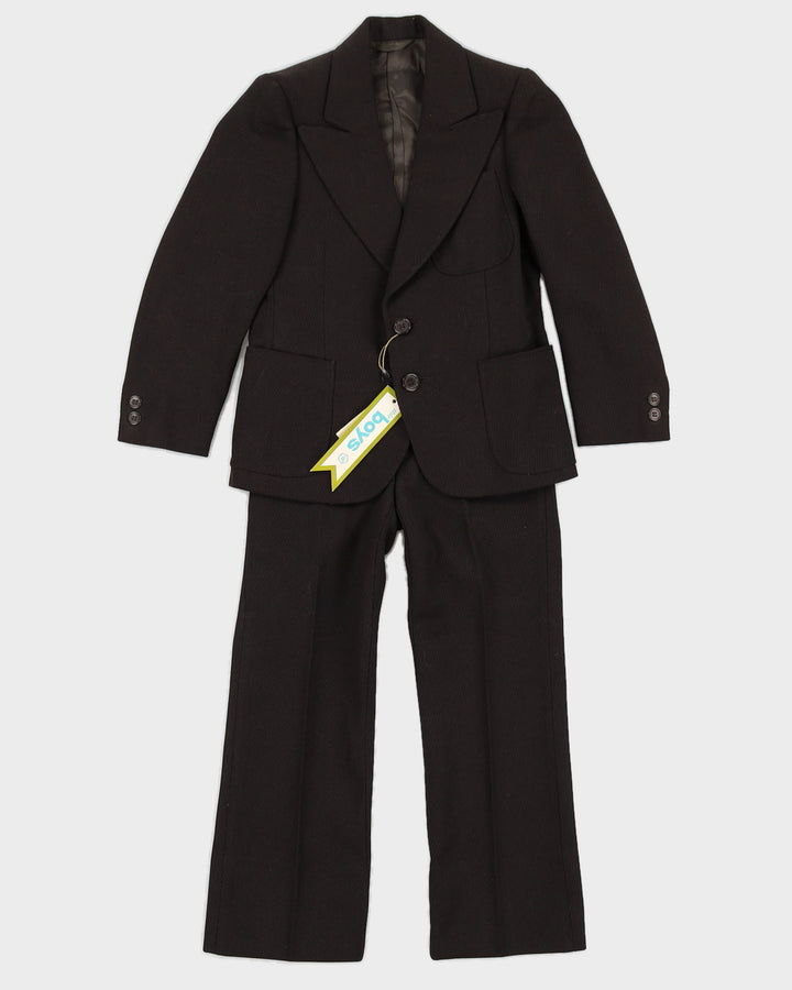 Deadstock with Tags Vintage 1970s Kid's Brown 2 Piece Suit Jacket and Trousers