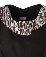 50s Joy Frock Brown &amp; Animal Print Party Dress - S