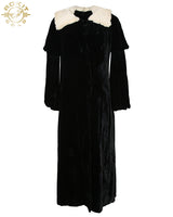 30s Black Velvet Evening Opera Coat - S