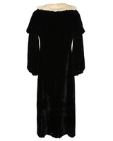 30s Black Velvet Evening Opera Coat - S