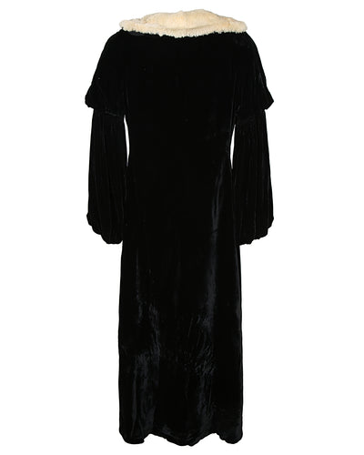30s Black Velvet Evening Opera Coat - S