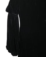 30s Black Velvet Evening Opera Coat - S