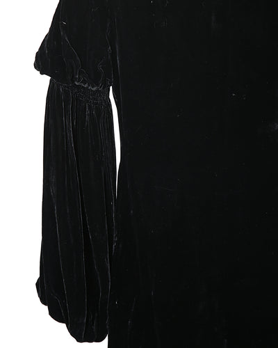 30s Black Velvet Evening Opera Coat - S