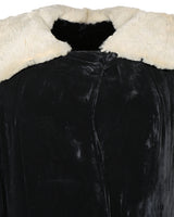 30s Black Velvet Evening Opera Coat - S
