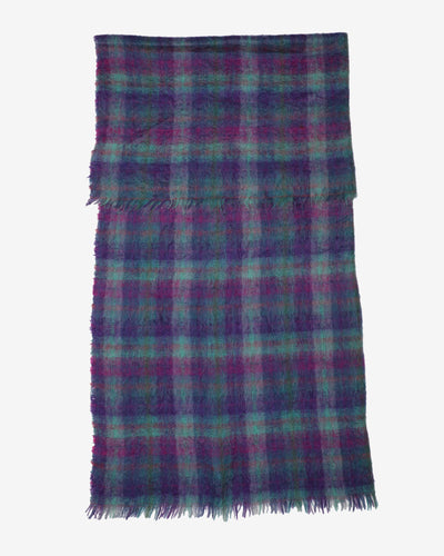 Lilac and green tartan mohair throw