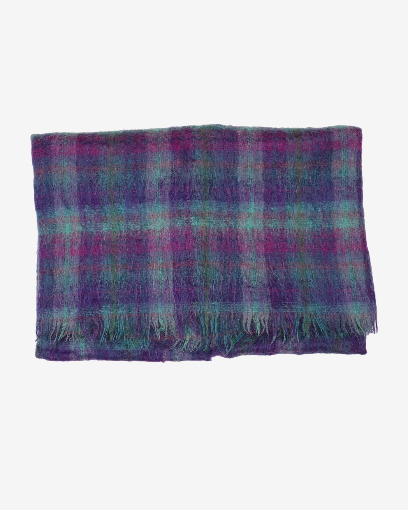 Lilac and green tartan mohair throw