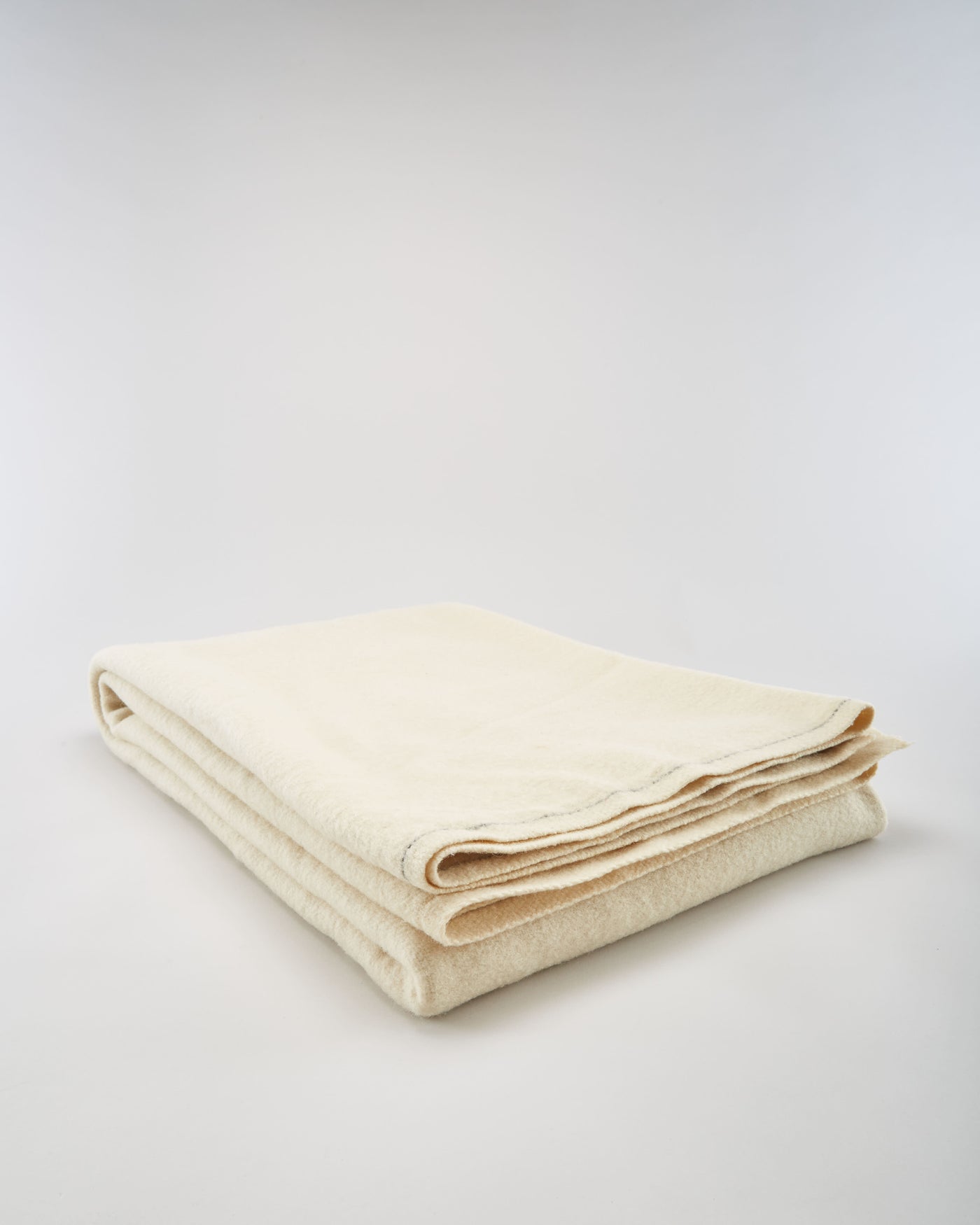 Vintage 1950s Cream Woven Wool Blanket