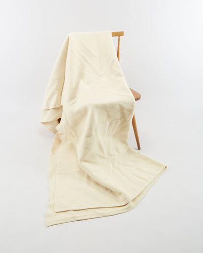 Vintage 1950s Cream Woven Wool Blanket