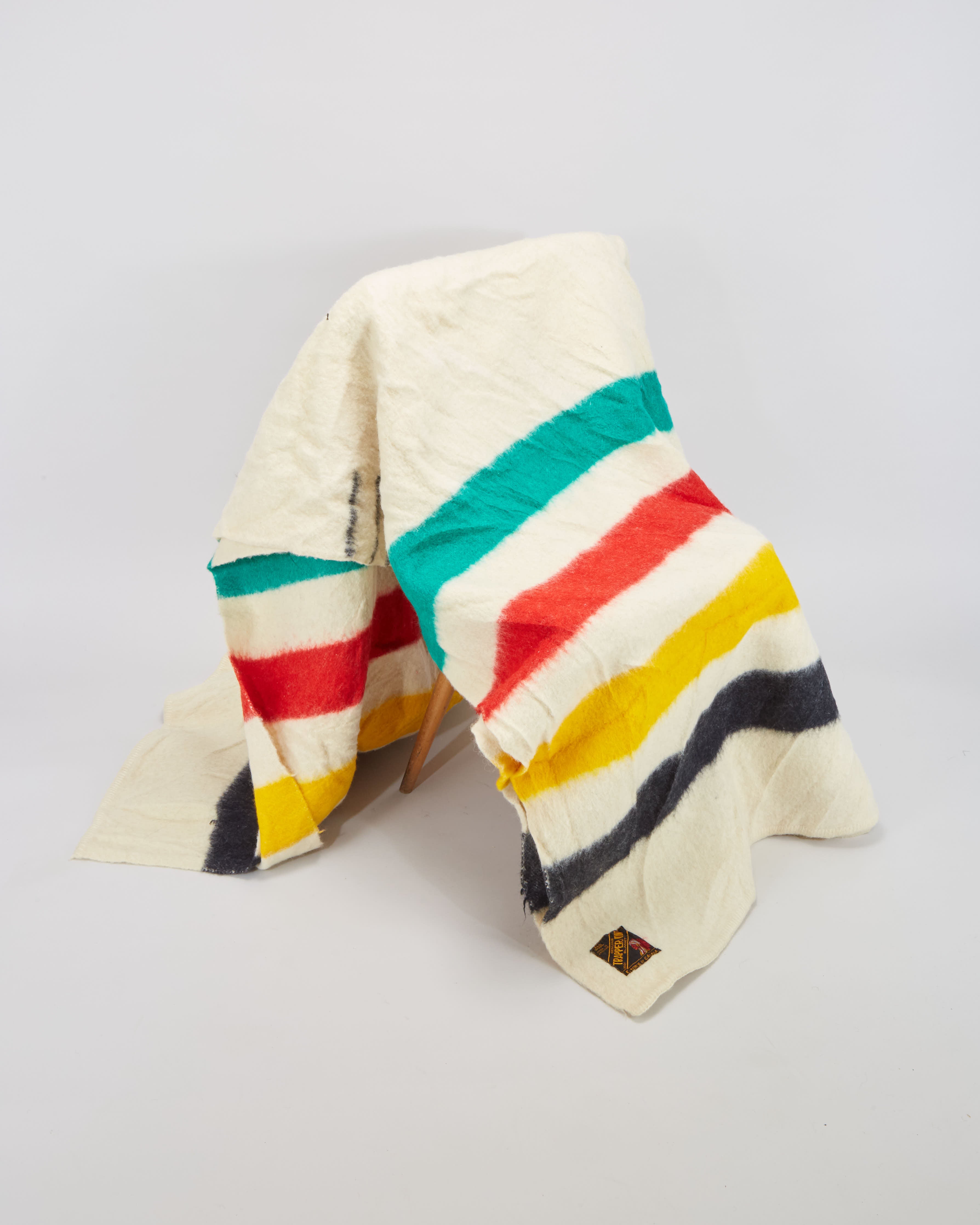 Vintage 1950s Trapper Point Cream 4 Point Wool Blanket