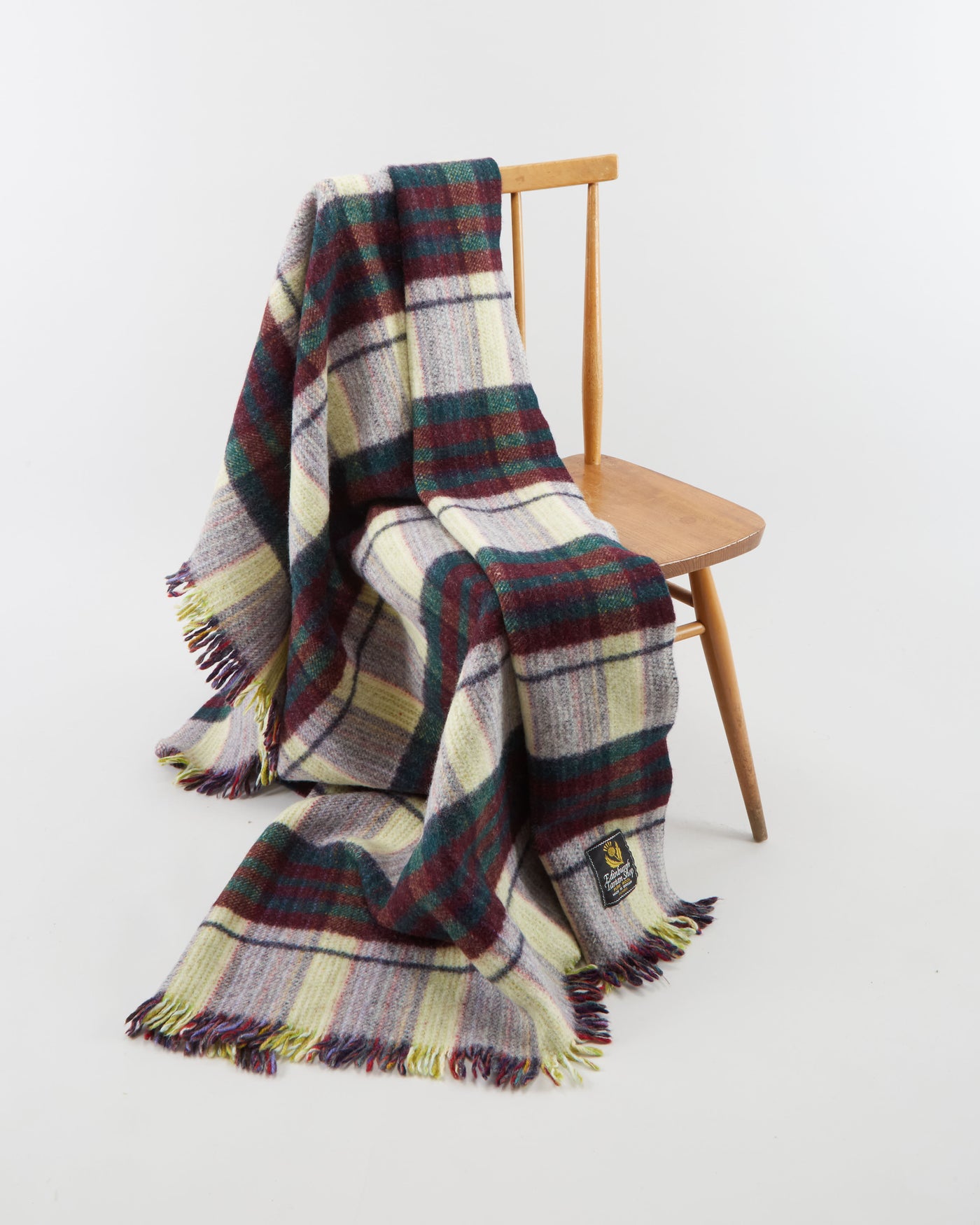 Vintage 1980s Purple Plaid Wool Throw