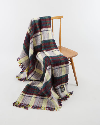 Vintage 1980s Purple Plaid Wool Throw