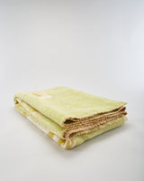 Vintage 1970s Green And Beige Floral Wool Blanket