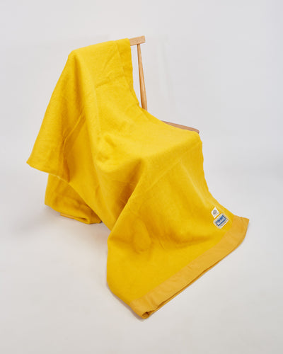 Vintage 1960s Mustard Yellow Wool Blanket