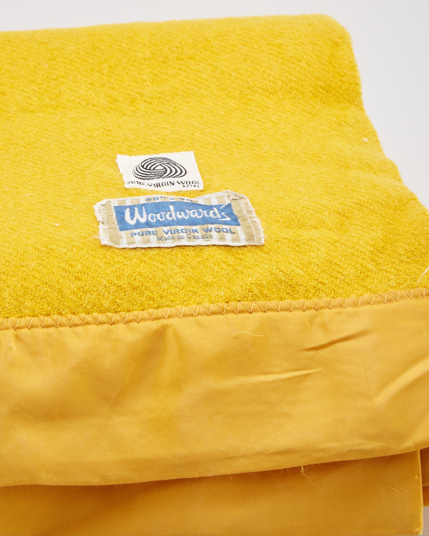 Vintage 1960s Mustard Yellow Wool Blanket