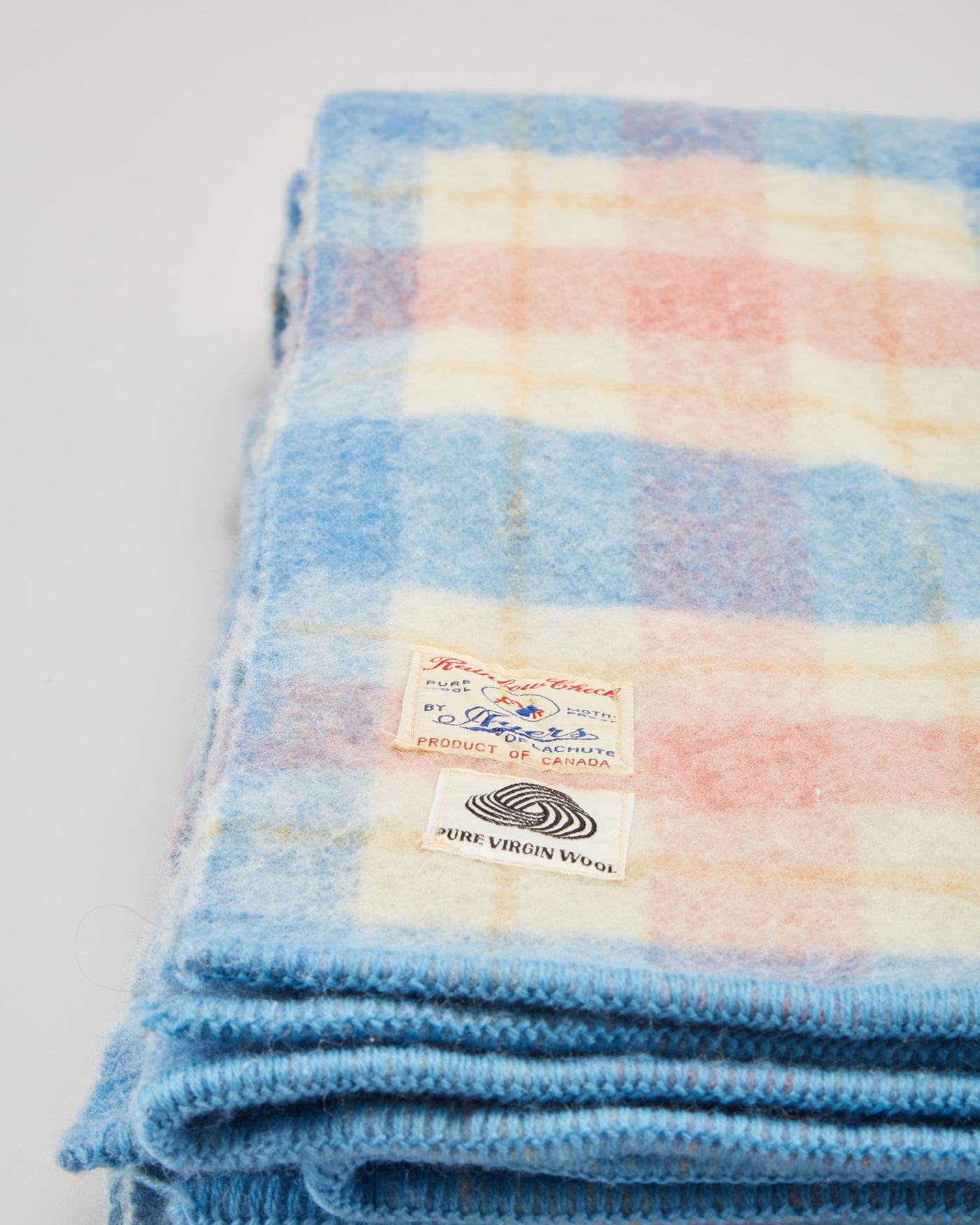 Vintage 1960s Ayers Rainbow Check Wool Blanket