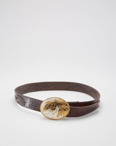 Tooled Leather Western Belt - W33 W37